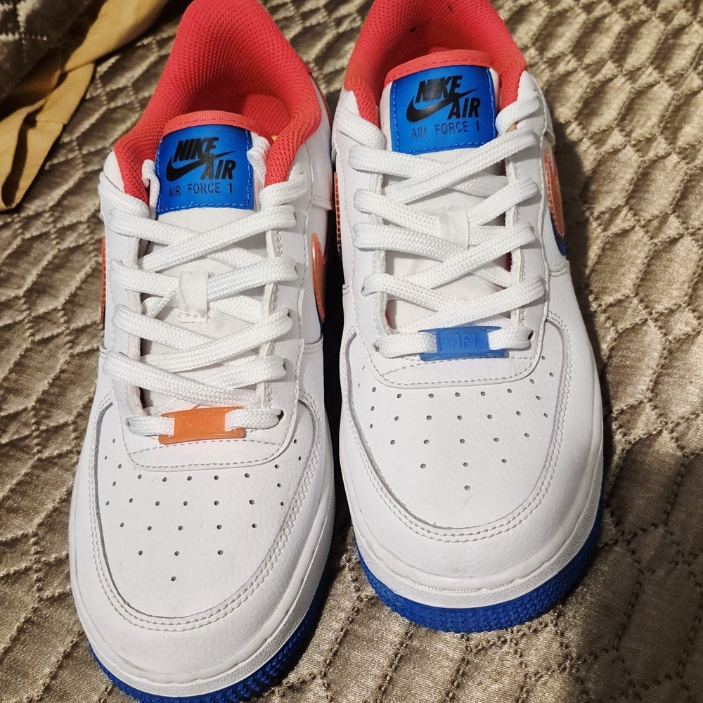 Nike Kids Sneakers - White, Blue, and Orange